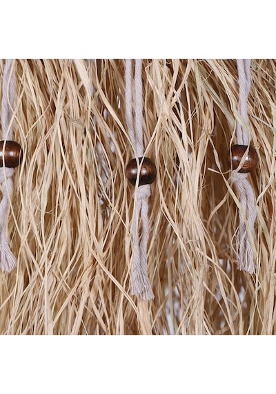 Bohem Etnik Doğal Hasır Doğal Rafya Bambu & Rattan Handmade Dekoratif Sarkıt Saçaklı Avize 40x75cm-9002824388266 Bej