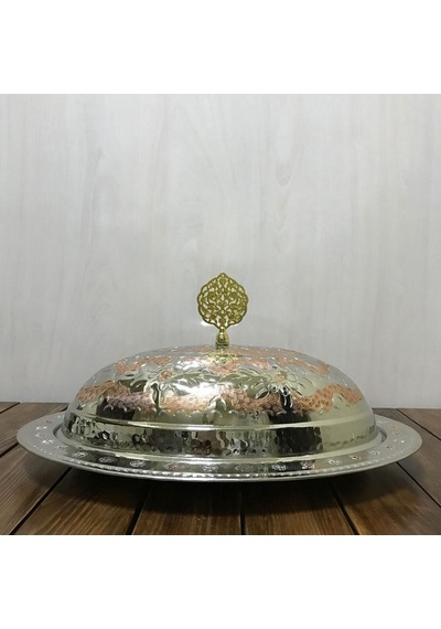 35 Cm Çift Renkli İşlemeli Bakır Kayık Sahan Gümüş