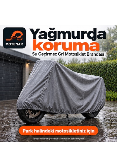 Motenar Motosiklet Brandası Kalın Su Geçirmez Gri