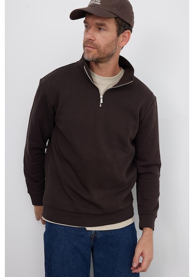 Tudors Unisex Relax Fit Rahat Kesim Pamuklu İçi Polarlı Yarım Fermuarlı Kahverengi Dik Yaka Sweatshirt-35159 Kahverengi Tudors Unisex Relax Fit Rahat Kesim Pamuklu İçi Polarlı Yarım Fermuarlı Kahverengi Dik Yaka Sweatshirt-35159 Kahverengi