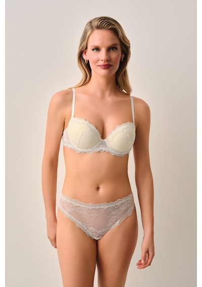 Suwen Cosmopolitan Dantelli Yarı Destekli Balenli Sütyen St4453609a036 Ekru