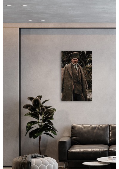 Atatürk Baskılı Doğal Taş Tablo - Duvar Dekoru 30x50cm