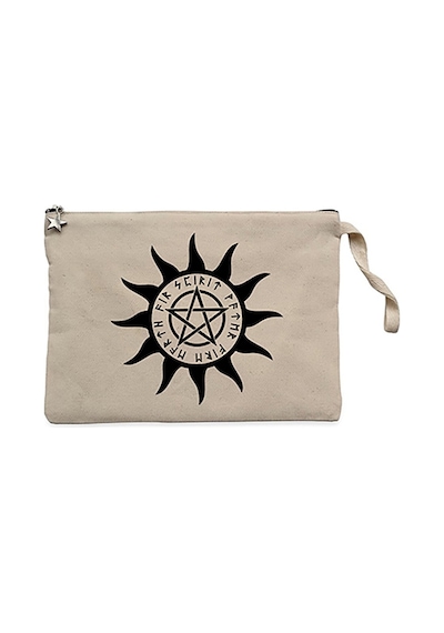 Pentagram Sun Star Krem Clutch Astarlı Cüzdan / El Çantası Krem
