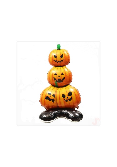Halloween Ayaklı Ve 3 Katlı Balkabağı Folyo Balon, 109cm X 61cm 0-99