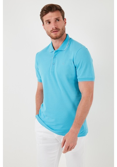 Buratti Pamuklu Slim Fit Şerit Detaylı Düğmeli Polo Yaka 3'Lü Paket Erkek T Shirt 5902118S3 Siyah-Kırmızı-Aqua Mavi