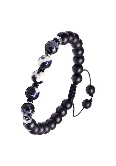 Oniks Taşı Zebra Jasper Ve Obsidyen Bileklik Çok Renkli