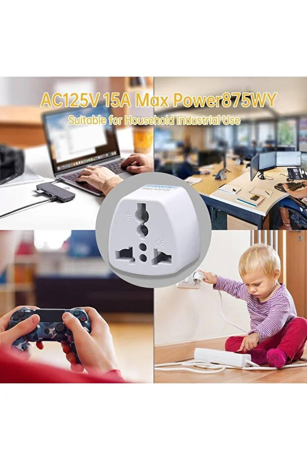 İngiltere Abd 2 Pinli Fiş Adaptörü Amerikan Avrupa Seyahat Güç Adaptörü Dönüştürücü Elektrik Prizi