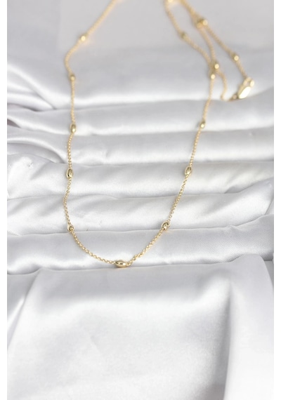 Ceylan Adam Cm 14k Gold Renk Damla Topçuk Model Zincirli 60 Cm Kadın Kolye Çok Renkli