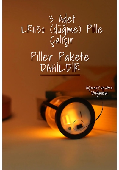 Led Mum Mini Kamp Tipi 1 Adet Pil Dahil Dumansız Alev Ledli Dekor Işığı Siyah Pt430 Siyah