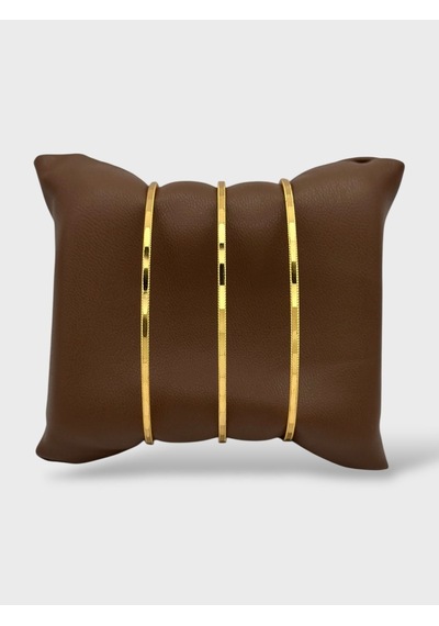 Arnes Jewelry Çelik 22 Ayar Altın Kaplama Desenli Ajda Bilezik - 3 Adet 20 Cm Ar627nes Gold