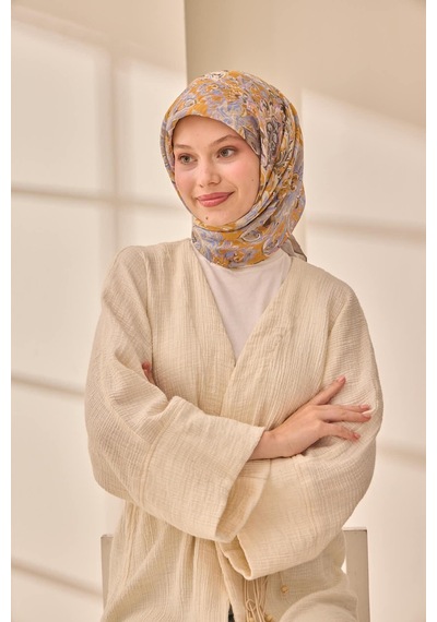 Silk Home Olinda İpek Eşarp 47002-37 Gri, Mavi, Hardal, Taş, Lila
