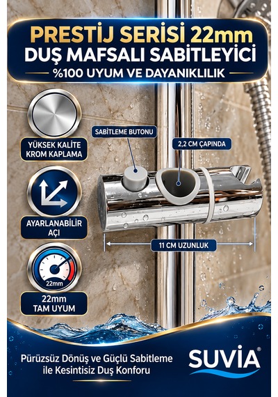 Duş Mafsalı 22 Mm Krom Duş Başlığı Sabitleyici Ayarlanabilir Sürgülü Duş Yedek Parça