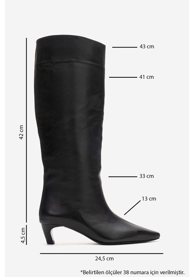 Luvishoes Corvel Siyah Cilt Hakiki Deri Kadın Topuklu Çizme