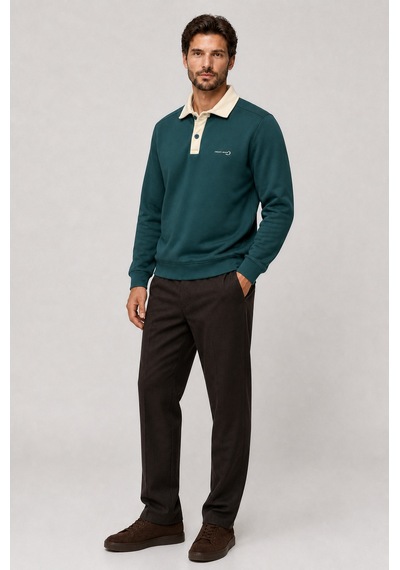 Redline Snap Erkek Regular Fit Düğmeli Kışlık Sweatshirt Nefti