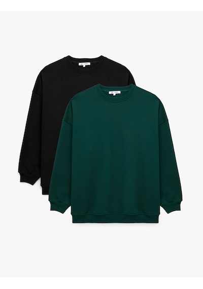 Koton Uzun Kollu Bisiklet Yaka Oversize Pamuklu 2'li Sweatshirt Seti Multıcolor 6wal10305ık Mavi Koton Uzun Kollu Bisiklet Yaka Oversize Pamuklu 2'li Sweatshirt Seti Multıcolor 6wal10305ık Mavi