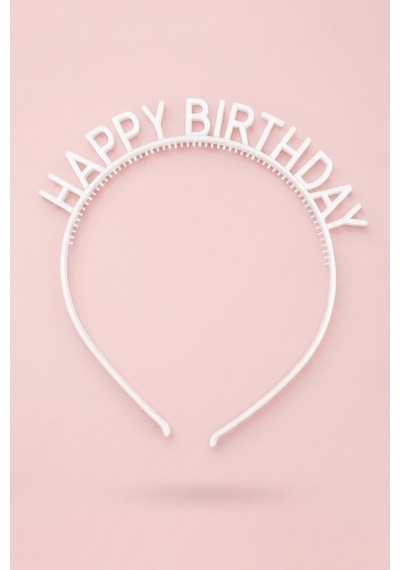 Ekru Happy Birthday Yazılı Kız Çocuk Taç Ekru