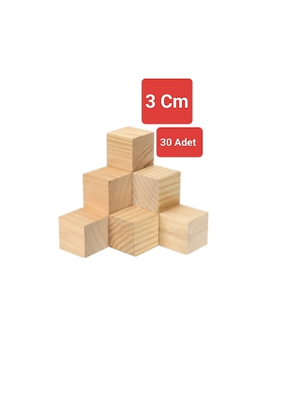 3cm Ahşap Küp 30 Adet - Dıy Sanat Ve Hobi Projeleri - Montessori Eğitici Oyuncak Doğal A Kalite