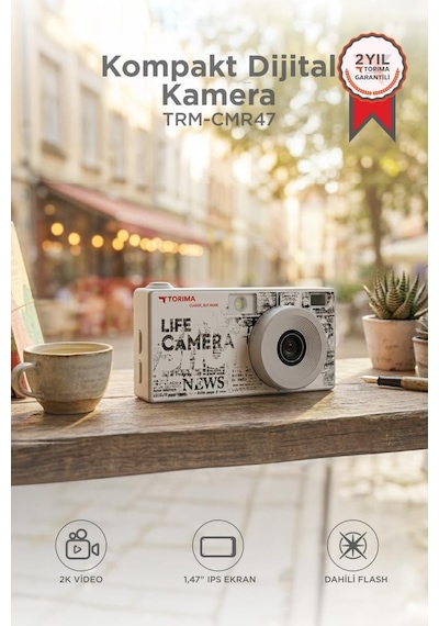 Torima Life Dijital   Kamera Selfie Video Vlog Kamerası Mini Fotoğraf Makinesi CMR47 Gri