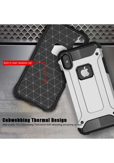 Noktaks - Apple Uyumlu iPhone Xs Max 6.5 - Kılıf Çift Katman Zırh Tank Crash Military Kapak - Siyah