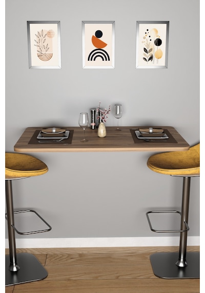 Katlanabilir Duvara Monte Mutfak Masası - 50x90 Cm Yemek Ve Hazırlık Masası Antrasit