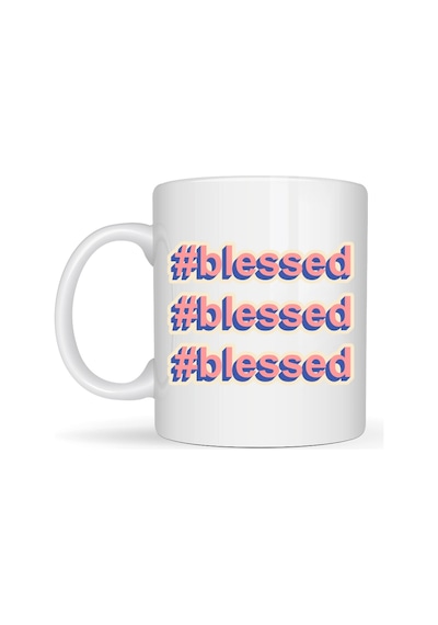Blessed Yazılı Porselen Kupa Model 34 Motivasyonlu Kahve Kupası - Günlük Kullanım & Hediye