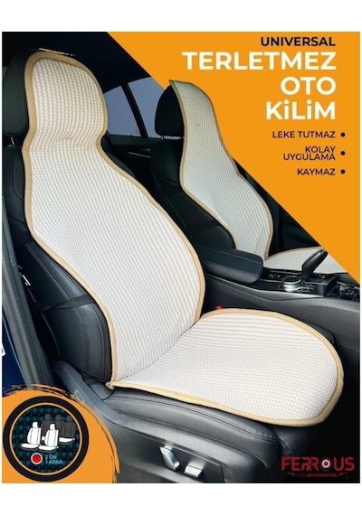 Oto Koltuk Koruyucu Kılıf Terletmez Kilim Seti 2 Ön+1 Arka 3lü Set Universal Bej