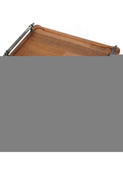 Ceviz Doğal Ahşap Zamak Kulplu Dikdörtgen Tepsi 40cm