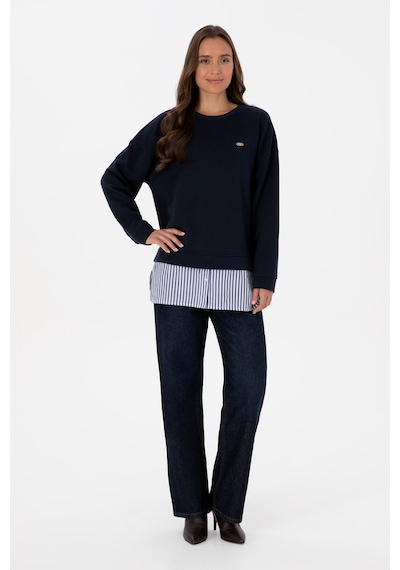 U.S. Polo Assn. Kadın Lacivert Gömlek Detaylı Bisiklet Yaka Sweatshirt 50314211-VR033