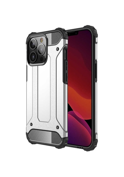 Noktaks - Apple Uyumlu iPhone   13 Pro Max - Kılıf   Çift Katman Zırh Tank Crash Military Kapak - Gri