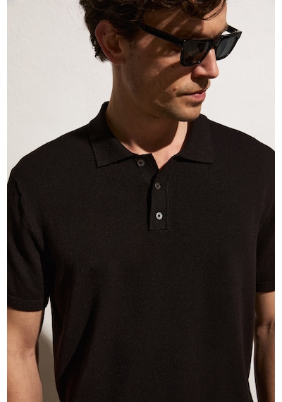 Grimelange Vesto Erkek Triko Siyah Polo Yaka T-shirt