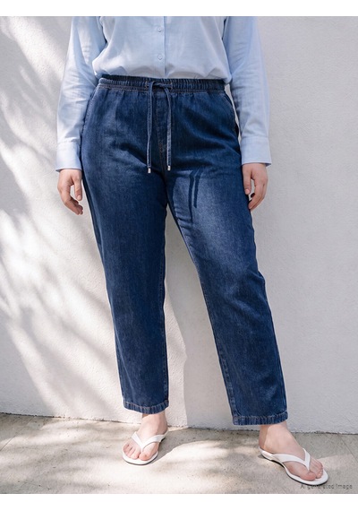 Lcwaıkıkı Curve Lacivert Beli Lastikli Straight Fit Kadın Jean Pantolon