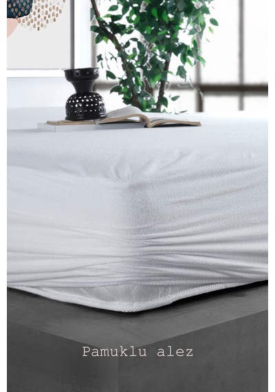 Limon Soft Pamuklu Fitted  Su Sıvı Geçirmez Yatak Koruyucu Alez Beyaz
