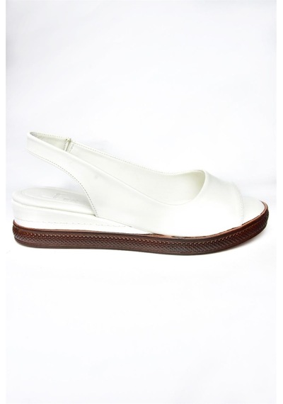 Fox Shoes K674300609 Beyaz - Taba Kadın Sandalet Beyaz - Taba