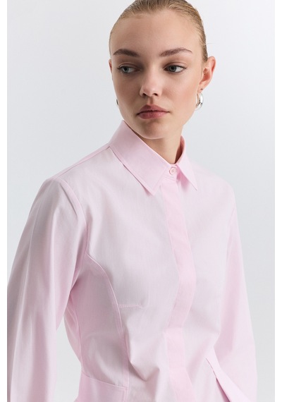 Antioch Peplum Poplin Gömlek Pembe