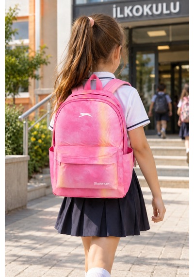 İlkokul Okul Çantası Slazenger Armor Pink Sırt Çantası 43x30x15 Cm Desenli