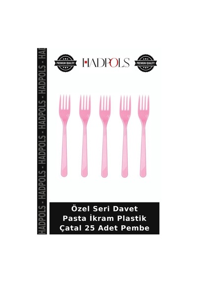 Özel Seri Davet Pasta İkram Plastik Çatal 25 Adet Pembe
