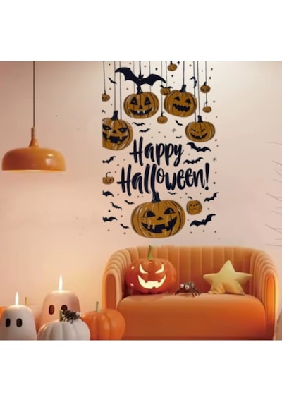 Periboia Halloween Temalı Balkabaklı Duvar Sticker Seti Karışık Renkli
