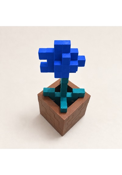 Piksel Gelincik Biblo - 3d Baskı, Minecraft Esintili Mavi
