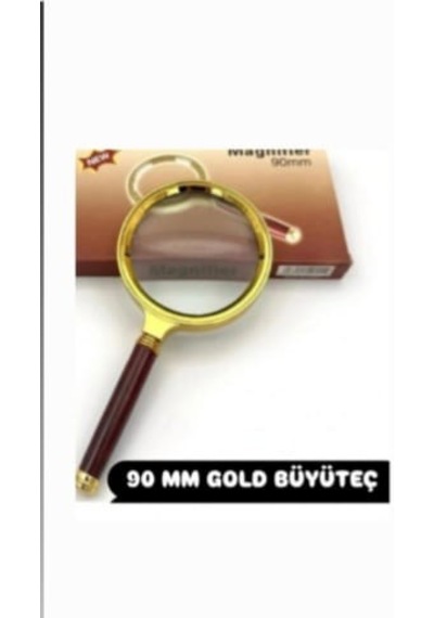 90 Mm Büyüteç Gold Çerçeveli El Büyüteçi Lüks 90 Mm Büyüteç Kaliteli El Büyüteç