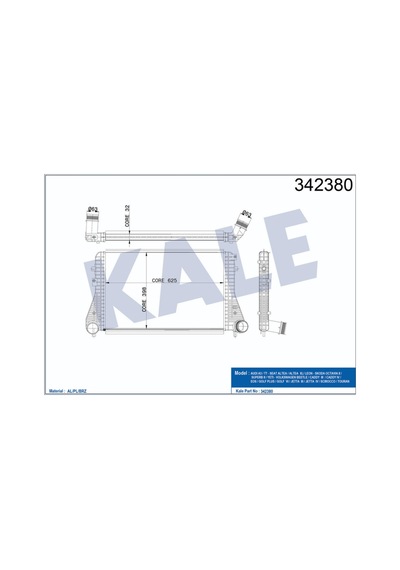 Kale-342380 Turbo Radyatörü Intercooler Vw Caddy Iii-Golf Vi Audi 515067862