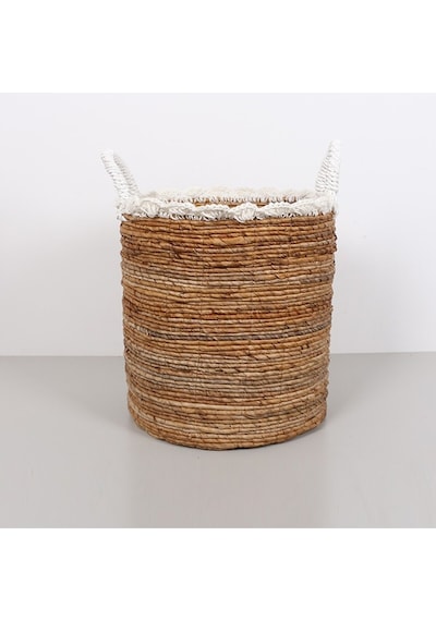 Trabzon 37x40x48 Cm. Doğal Abaka El Yapımı Sepet L - Bej