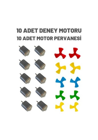 10 Adet Deney Motoru ( Dc Motor ) + 10 Adet Deney Motoru Pervanes