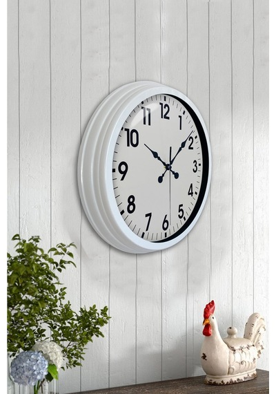 40 Cm Beyaz Metal Standart Duvar Saati Standart Metal Beyaz Kadran