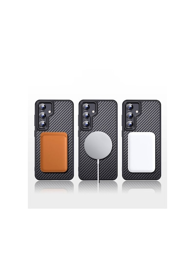 Galaxy Uyumlu S24 Plus Kılıf Aramid Karbon Fiber Magsafe Özellikli Wlons Radison Kapak