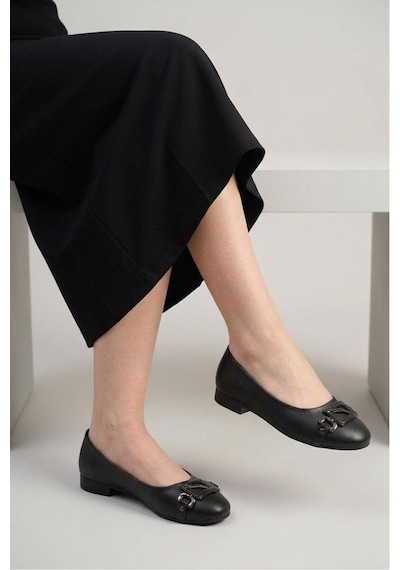 Papuçcity Fendi 03417 Kadın Günlük Tokalı Babet Sıyah