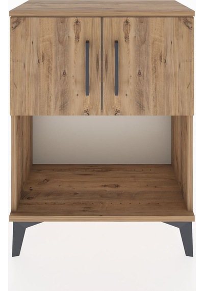 Arges Komodin 2 Raflı 2 Çekmeceli 2 Kapaklı 60x30x80 Çam-çam Çam