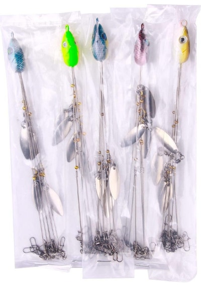 Valkyrie 5'li Alabama Rig 5 Kollu Fırdöndülü Levrek Şemsiyesi 16.8g 22cm Spinner Kaşıklı Sahte Yem Sistemi