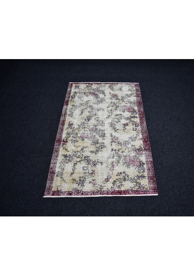 Zehra Abla Halı Vintage El Dokuma Serpme Çiçekli Eskitme Lüks Yün Salon Halısı 6938 Çok Renkli