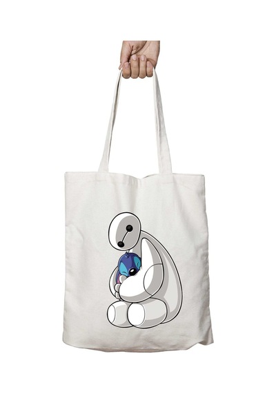 Art Hediye Büyük Kahraman 6 Lilo Ve Stitch Karışımı İki Taraf Kalıcı Yıkanabilir Okul Plaj Omuz Bez Çanta Çok Renkli