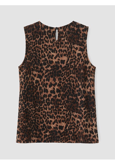 Lcw Everyday Kahverengi Bisiklet Yaka Leopar Desenli Bluz